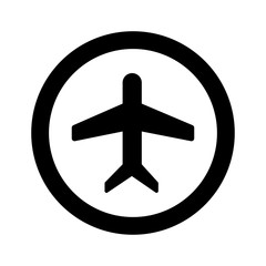 Airplane flight tickets air fly travel takeoff silhouette element. Plane symbol. Travel icon. Flat design. EPS 10.
