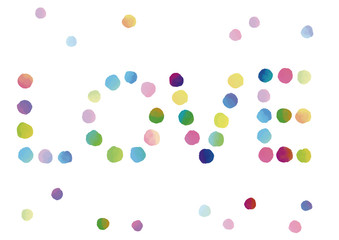  Colorful hand-painted watercolor dots LOVE