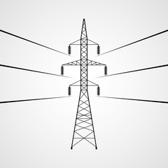 Electricity pylon vector icon. High voltage power line transmission tower