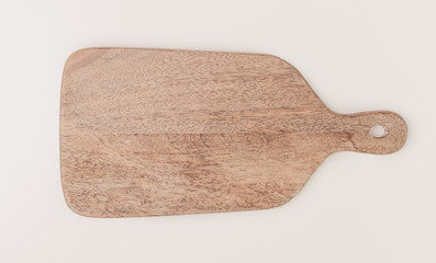 Wooden cutting kitchen board isolated on white background