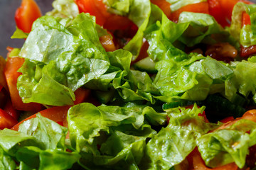 chopped fresh vegetable salad in a plate for a vegetarian girl