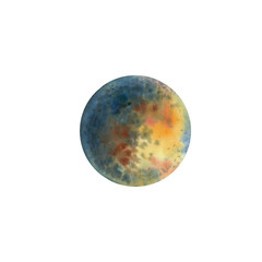 Watercolor hand drawn illustration on a white background. Planet painted in watercolor.
