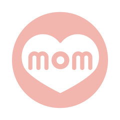 mothers day, lettering mom in heart love block style icon