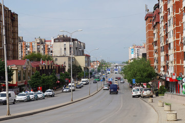 Pristina capital, Bill Clinton street view, Kosovo