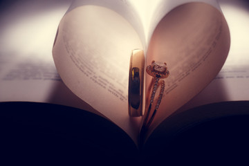 wedding rings inside book