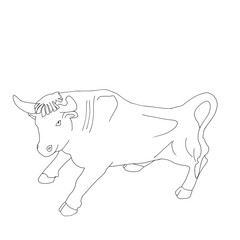 illustration of a bull stock market. Outline drawing coloring book