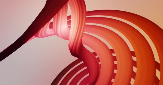 Abstract colorful orange and red pastel swirl, natural curve art background. Curved and wavy pattern with Candy texture and subsurface scattering. 3D render loop