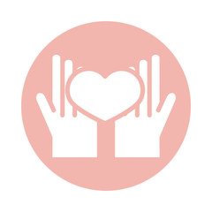 mothers day, hands with giving heart love block style icon