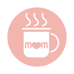 mothers day, hot coffee cup beverage aroma block style icon
