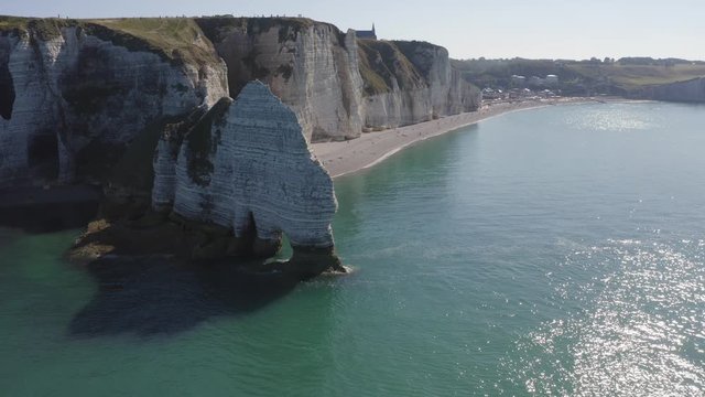 etretat normandy cliff aerial view