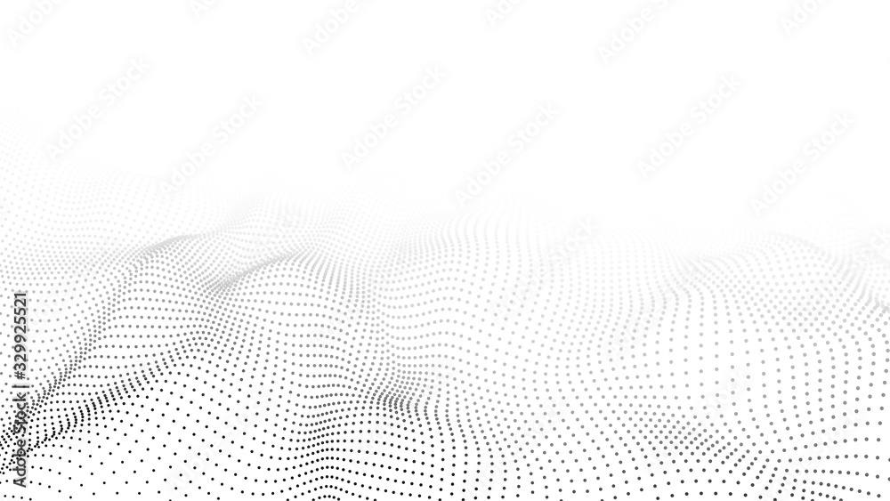 Poster vector abstract white futuristic background. big data visualization. digital dynamic wave of particl