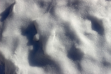 Snow texture. White snow on the ground
