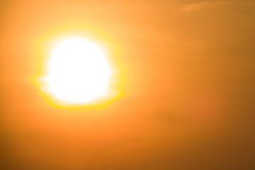 Silhouette sunset background with copy space, selective lens flare and soft focus