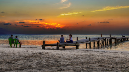 Fototapeta premium Beautiful sunset in San Blas Island at politically autonomous Guna territory in Panama.