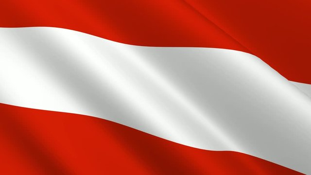 3d rendering austria flag waving animation full screen background.