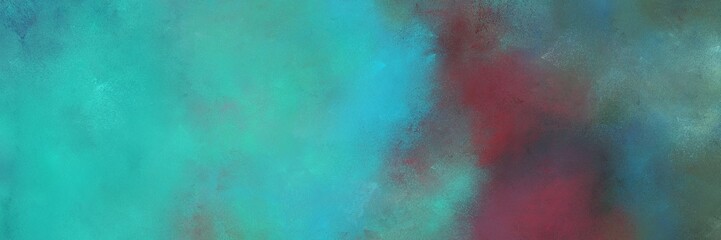 abstract painted art aged horizontal background with light sea green, old mauve and dim gray color