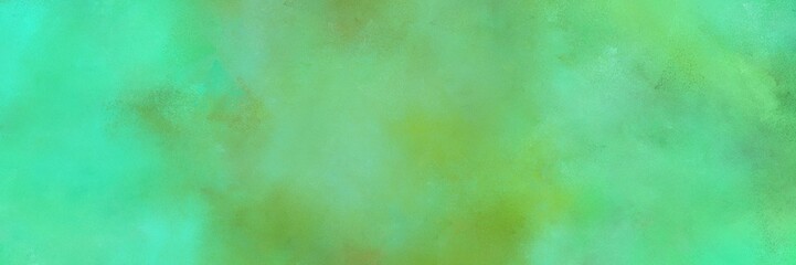vintage painted art aged horizontal header with pastel green, medium aqua marine and moderate green color
