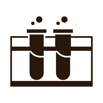 test tubes in rack, black and white