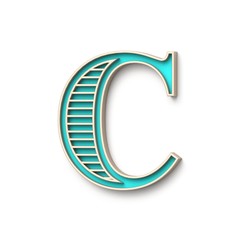 Classic old fashioned font Letter C 3D