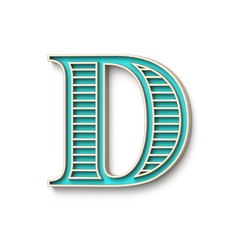 Classic old fashioned font Letter D 3D