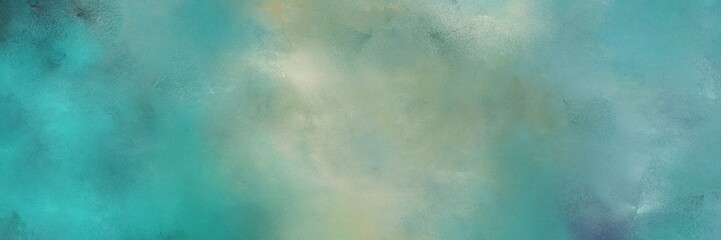 vintage painted art grunge horizontal design background  with cadet blue, ash gray and teal blue color