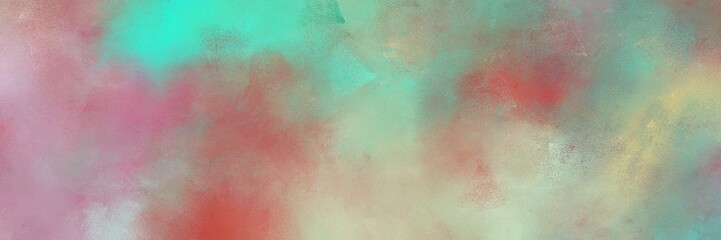 abstract painted art aged horizontal texture background  with dark gray, turquoise and moderate red color
