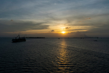 Malé, Maldives - December 28 2019 - The colorful sunset in Male