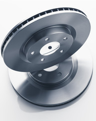 car brake discs on white background