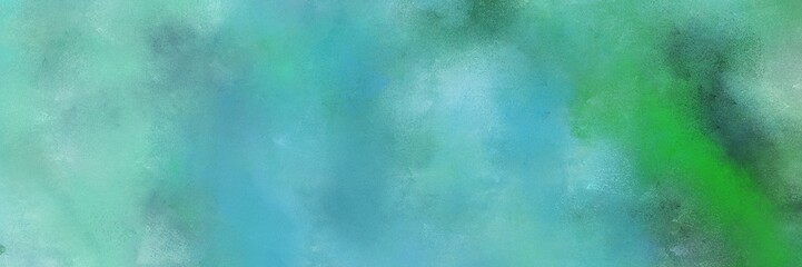painted decorative horizontal banner background  with medium aqua marine, sea green and light blue color