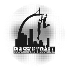 basketball players on grunge background vector icon