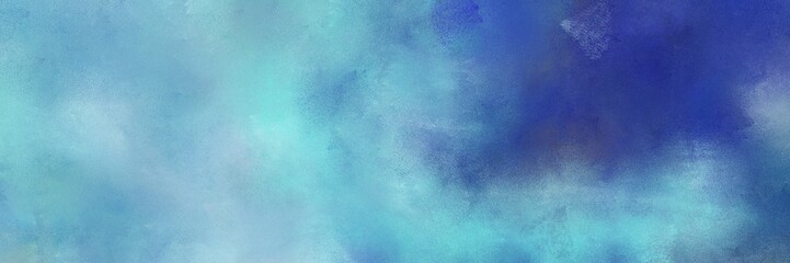 Fototapeta na wymiar painted decorative horizontal design background with sky blue, dark slate blue and steel blue color