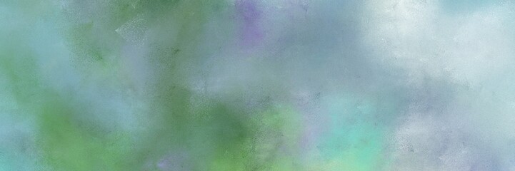 abstract painted art aged horizontal background with dark sea green, light gray and sea green color