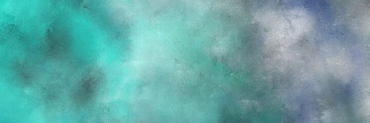 vintage painted art antique horizontal header with cadet blue, pastel blue and light sea green color