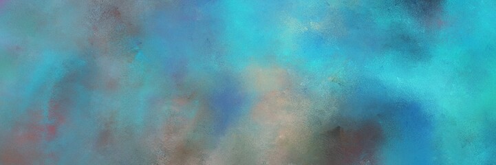Fototapeta na wymiar abstract painted art old horizontal background header with cadet blue, dark gray and medium turquoise color
