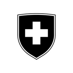 Medical shield icon or healthcare protection symbol. Vector illustration