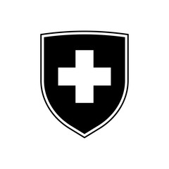 Fototapeta premium Medical shield icon or healthcare protection symbol. Vector illustration