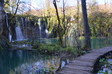 The Plitvice Lakes National Park, Croatia’s most popular tourist attraction. The beauty of the National Park lies in its sixteen lakes, inter-connected by a series of waterfalls, walkway & pond.