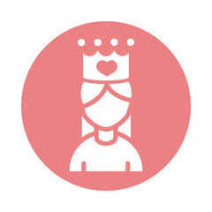 mothers day, woman portrait with crown heart love block style icon