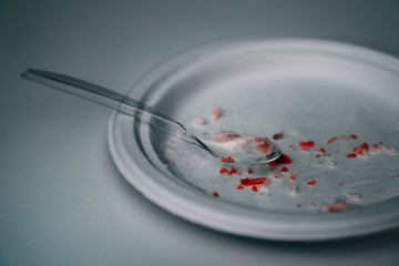 Empty plate and spoon