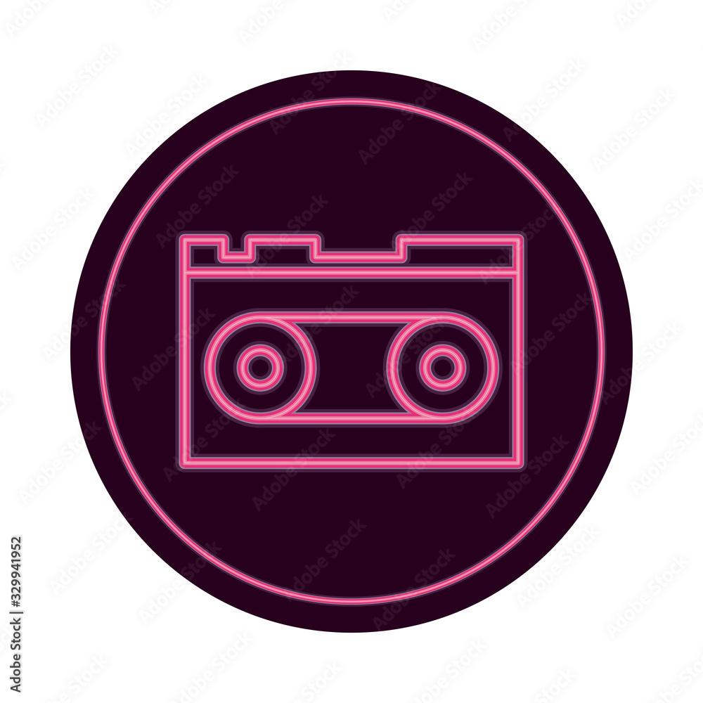 Poster cassette retro audio device icon