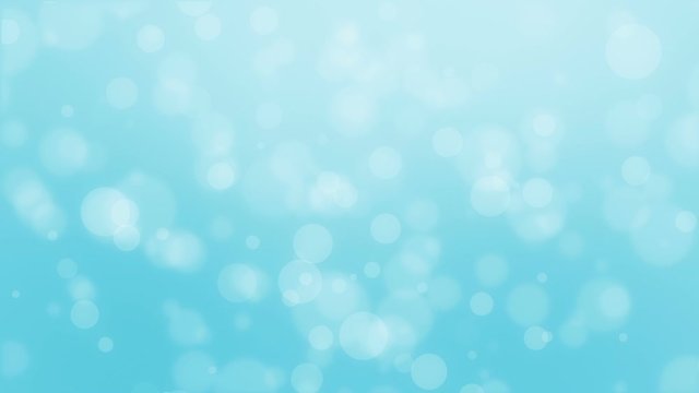 Animated light turquoise blue bokeh background with floating light particles.