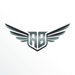 Initial Letter AB with Wings