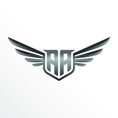 Fototapeta premium Initial Letter AA with Wings