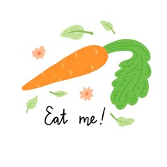 Carrot vector illustration isolated. Concept of healthy food, vegetable. Carrot have abstract, simple cartoon, hand drawn style.