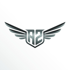 Initial Letter AZ with Wings