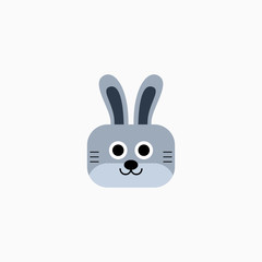 Rabbit bunny face head cartoon icon. Flat design. Vector Illustration.