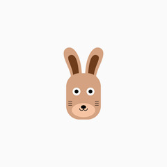 Rabbit bunny face head cartoon icon. Flat design. Vector Illustration.