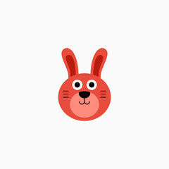 Rabbit bunny face head cartoon icon. Flat design. Vector Illustration.