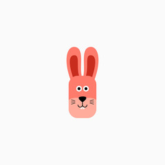 Rabbit bunny face head cartoon icon. Flat design. Vector Illustration.