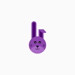 Rabbit bunny face head cartoon icon. Flat design. Vector Illustration.
